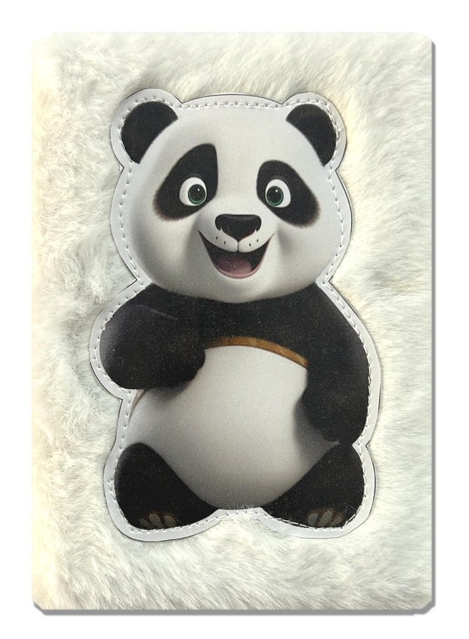 Jiada A6 Size Soft Fur Plush Fabric Diary/Personal Notebook Cute Animal Print - Panda - Image 1